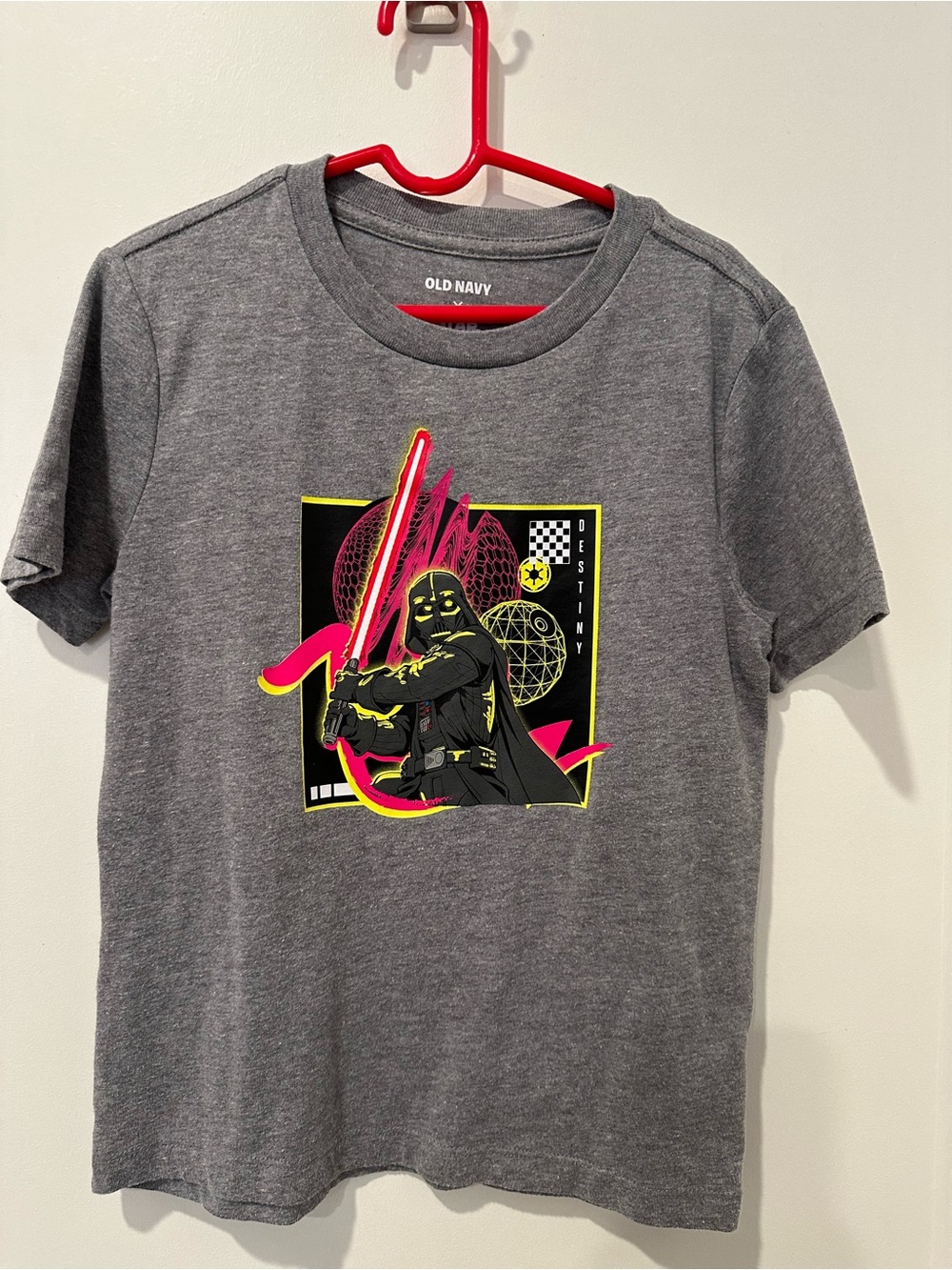 Old Navy Gray Star Wars Graphic Tee with Neon Pink Accent